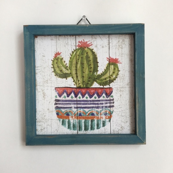 Vibrant Cactus Wall Art with Aged Frame - Picture 1 of 6